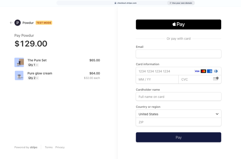 Stripe Checkout Preview