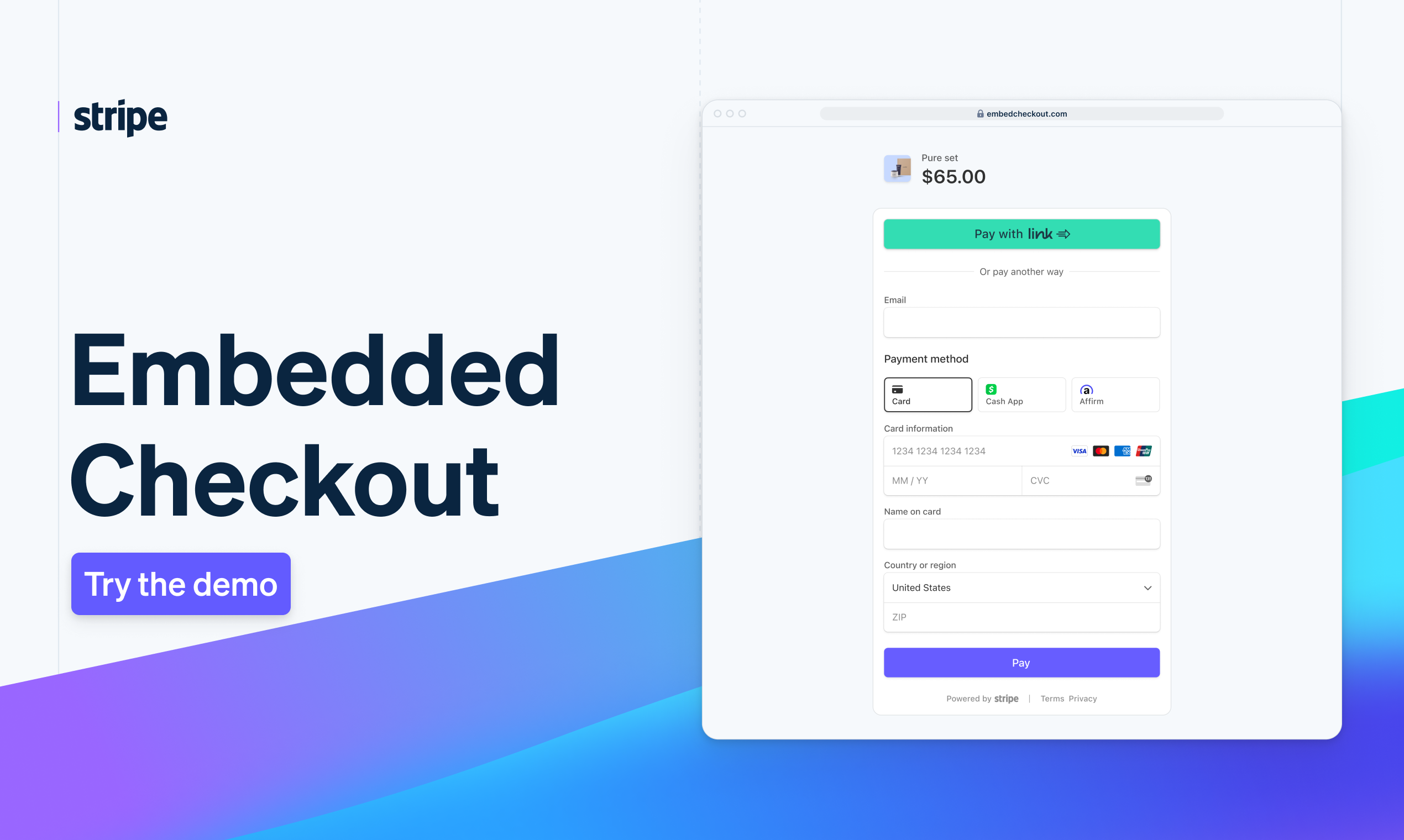 Embedded Stripe Preview